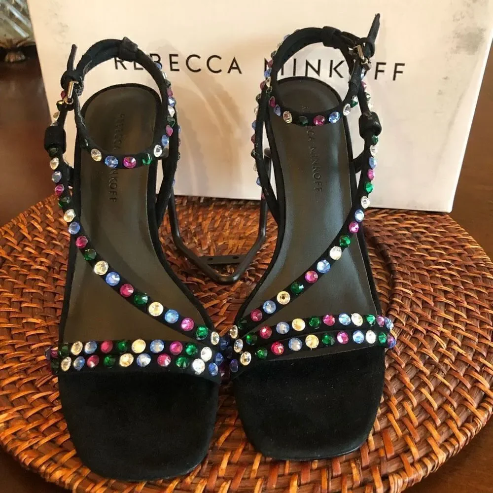 REBECCA MINKOFF - 🎉HP🎉 L Sz 6.5 (37) Nanine Suede & Crystal 3” Heels NEW IN BOX!